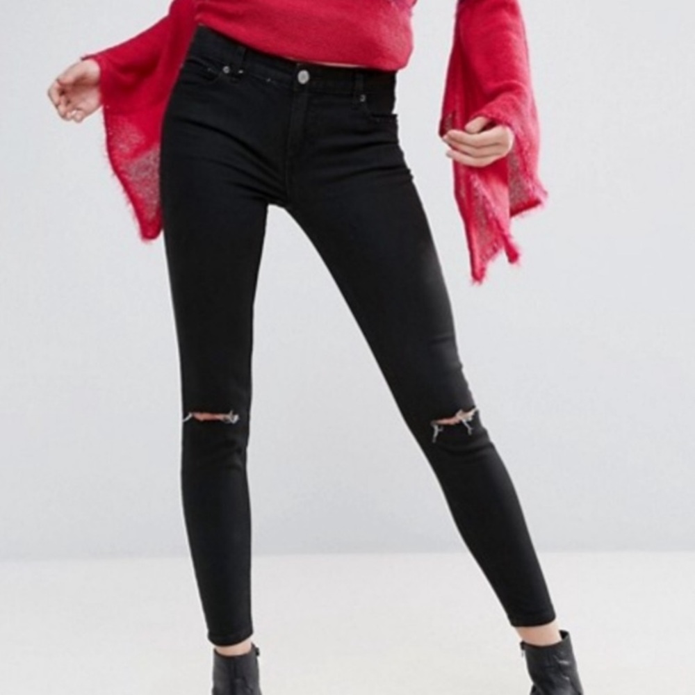 Black Ripped Knees Free People Jeans